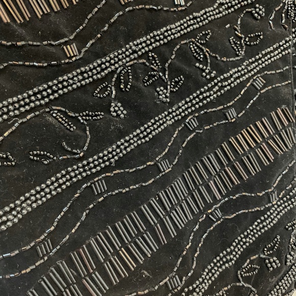 Vintage CACHE Black Beaded Evening Tuxedo Vest Women's Sleeveless sz L 80s Adjus - Picture 3 of 13